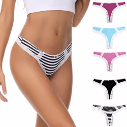 Women Cotton Thong Sexy Lace Hipster Underwear Panties Pack of 4 - Multicolor -XL