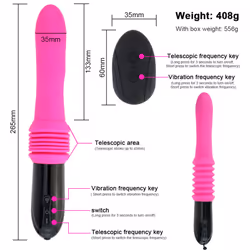 Telescopic Dildo Vibrator Automatic Up Down Massager G-spot Thrusting Retractable Pussy Vibrate Large Size Sex Toys for Women - Rose Red Controller