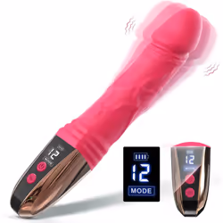 Realistic LED Vibrator with 12 Modes Waterproof Silicone Dildo