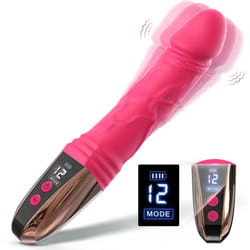 Realistic LED Vibrator with 12 Modes Waterproof Silicone Dildo