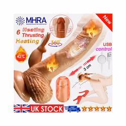 6 Function Heated Vibrator Realistic Thrusting Dildo G-Spot for Women