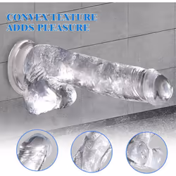 Transparent Clear Realistic Dildos with Suction Cup Hands-Free Play