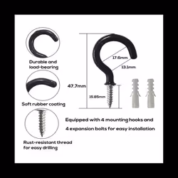 Curtain Tiebacks Ropes 4 Pack, Curtain Holdbacks with 4 Screw Hooks A