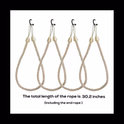 Curtain Tiebacks Ropes 4 Pack, Curtain Holdbacks with 4 Screw Hooks A