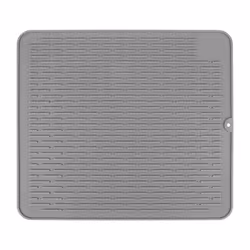 Silicone Placemat Dish Drying Mat Kitchen Draining Table Drain Mat Sink Non- Pad Durable Pot Holder Cup Coaster Gray