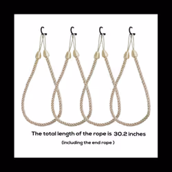 Curtain Tiebacks Ropes 4 Pack, Curtain Holdbacks with 4 Metal Screw Hooks,Holders Cord for Thin or Thick Window Drapes A