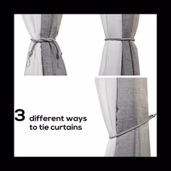 Curtain Tiebacks Ropes 4 Pack, Curtain Holdbacks with 4 Metal Screw Hooks,Holders Cord for Thin or Thick Window Drapes B
