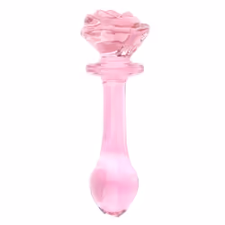 Glacier Glass Pink Rose Dildo