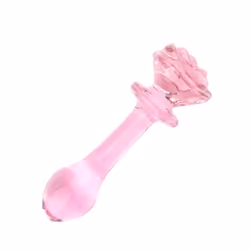 Glacier Glass Pink Rose Dildo