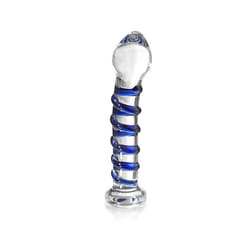 Glacier Glass Blue Spiral Dildo