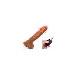 Chronus Thrusting Realistic Dildo Vibrator Sex Toy, 9.8 Inch Powerful Suction Cup Wireless Heated Dildo With Rotating Action, Skin Color