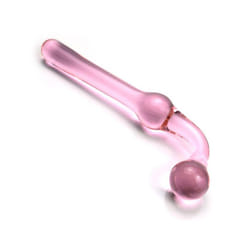 Glacier Pink Tinted Glass Curved Double Ended Dildo