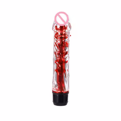 Crystal Silicone Jelly Vibrator Dildo Sex Toy 7 Inch Vibrator Massager Electric - Red -17.5*3.5cm