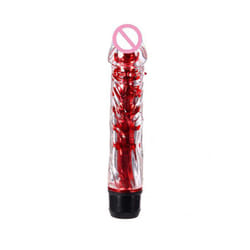 Crystal Silicone Jelly Vibrator Dildo Sex Toy 7 Inch Vibrator Massager Electric - Red -17.5*3.5cm