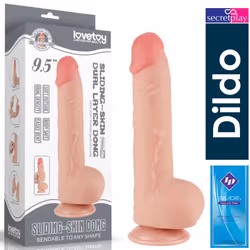 LoveToy 9.5'' Sliding Skin Dong Dildo Realistic With Testical Ball