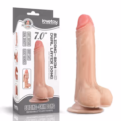 LoveToy 7'' Sliding Skin Dual Layer Dildo Dong | Realistic Very Soft Body Safe