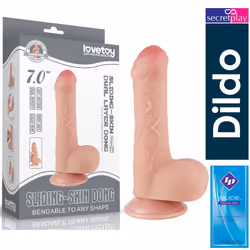 LoveToy 7'' Sliding Skin Dong Dildo Realistic With Testical Ball Suction