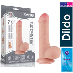 LoveToy 7'' Sliding Skin Dong Dildo Realistic With Testical Ball Suction