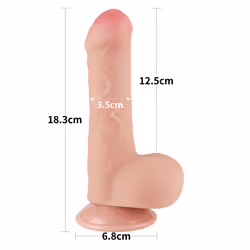 LoveToy 7'' Sliding Skin Dong Dildo Realistic With Testical Ball Suction