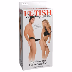 Pipedream Fetish Fantasy Hollow Strap-On 6 Inch Dildo Black | For Him or Her