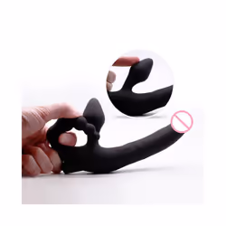 Triple Penetration Wearable Strapon Dildo Vibrator Vibrating Anal Beads Butt Plug - Standard -1