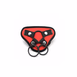 Satin Dildo Harness Couples Bondage Strap-On - Red
