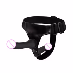 Double Penis Dual Strap On Elastic Harness Belt Strap On Dildo Adult Sex Toys For Couples Soft Dildos - black
