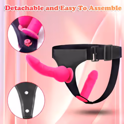 Double Penis Dual Strap On Elastic Harness Belt Strap On Dildo Adult Sex Toys For Couples Soft Dildos - black