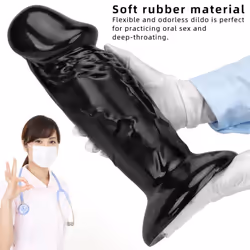 Soft Huge Dildo Thick Cock Penis Adult Sex Toy For Women Vagina Anal Masturbators Black - black