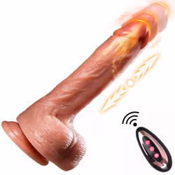 Strong Big Dildo Vibrator For Women Heating Thrusting Telescopic Rotating Dildos With Suction Cup Female Stimulator Sex Toys - brown