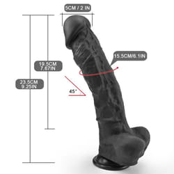 Huge Big Dildo Skin Feeling Soft Silicone Realistic Dildo Big Penis With Suction Cup Dick Sex Toys For Gay Strapon Woman Sex Toys - black -23.5CM