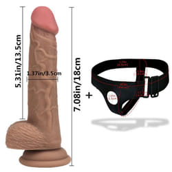 Realistic Silicone Dildo Harness Strapons Fake Penis Pants Sex Game Strap On Dildos Sex Toys For Lesbian Or Gay - brown -18cm*3.5cm