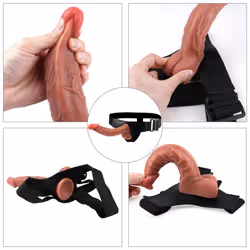 Realistic Silicone Dildo Harness Strapons Fake Penis Pants Sex Game Strap On Dildos Sex Toys For Lesbian Or Gay - brown -18cm*3.5cm