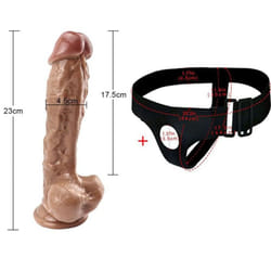 Brown Strap On Dildo Panties Men Wearable  Penis Lengthen Sleeve Strapon Dildo Pants Harness Belt Sex Toys For Man Adult Shop - 23cm