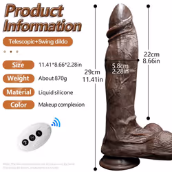 11.4 Inch Super Long  Realistic Dildo Electric Coarse Simulation Phallus Telescopic Rocking Vibration Heating Dildo Female Ma ...