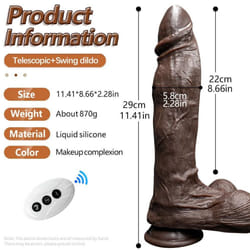 11.4 Inch Super Long  Realistic Dildo Electric Coarse Simulation Phallus Telescopic Rocking Vibration Heating Dildo Female Masturbator Adult Sex Dildo