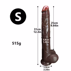 Black Giant Super Soft Super Long Dildo Anal Plug Female Dildo Female Manual Masturbator Adult Sex Toys - S