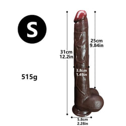 Black Giant Super Soft Super Long Dildo Anal Plug Female Dildo Female Manual Masturbator Adult Sex Toys - S