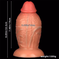 23*10cm Oversized Anal Plug Penis Liquid Silicone Double Hardness Simulation Oversized Penis Adult Sex Toy - brown