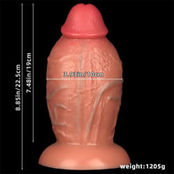 23*10cm Oversized Anal Plug Penis Liquid Silicone Double Hardness Simulation Oversized Penis Adult Sex Toy - brown