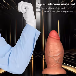 23*10cm Oversized Anal Plug Penis Liquid Silicone Double Hardness Simulation Oversized Penis Adult Sex Toy - brown