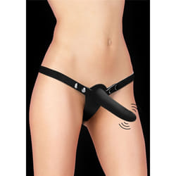 OUCH Vibrating Silicone Strap-On - Adjustable - Black