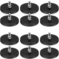Rubber Coated Magnets,22LBS Neodymium Magnet Base with M6 Threaded Bolts and Nuts,Strong Magnets Hold 12PCS