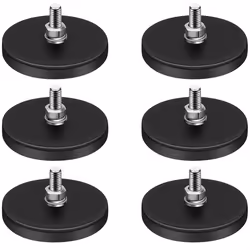 Rubber Coated Magnets,22LBS Neodymium Magnet Base with M6 Threaded Bolts and Nuts,Strong Magnets Hold 6PCS