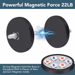 Rubber Coated Magnets,22LBS Neodymium Magnet Base with M6 Threaded Bolts and Nuts,Strong Magnets Hold 6PCS