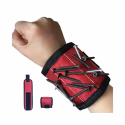Magnetic Wristband Portable Tool Bag with 3 Magnet Electrician Wrist Tool - Red