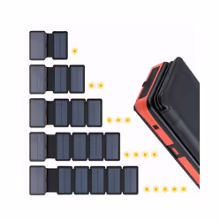 20000mAh Foldable Solar Power Bank with Solar Panels Portable Waterproof - Black 5 solar panel