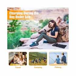20000mAh Foldable Solar Power Bank with Solar Panels Portable Waterproof - Orange 5 solar panel