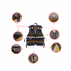 Tool Vest With Adjustable Straps, Tool Pockets, Tool Bags Belt Loops And - Yellow