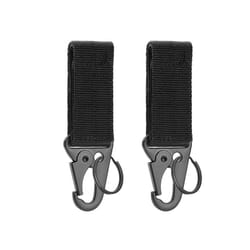 2pcs Tactical Hanging Buckle Molle Nylon Webbing Carabiner Tool Bags Belt - 2PCS Black